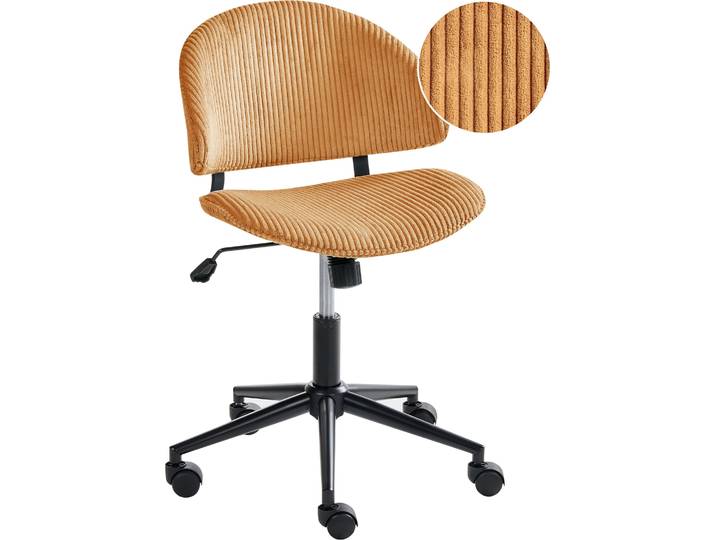 BELIANI Bürostuhl Orange Cord Drehbar Höhenverstellbar Modernes Design Retro Stil Schreibtischstuhl Computerstuhl für Homeoffice Büro Arbeitsplatz