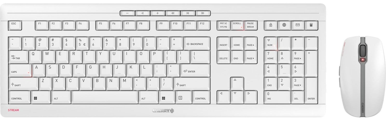 Cherry Stream Desktop Recharge Draadloos Toetsenbord en Muis Set 2,4 GHz QWERTY Lichtgrijs