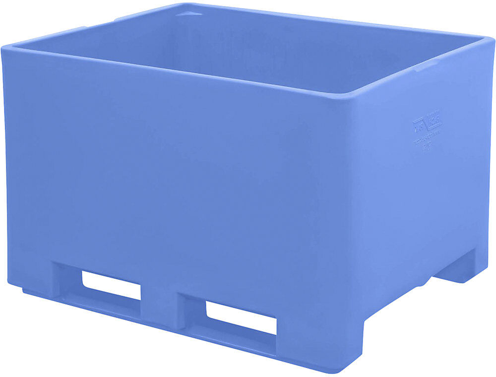 kaiserkraft Isolierter Container, Form A, Inhalt 630 l, LxBxH 1200 x 1000 x 785 mm, blau