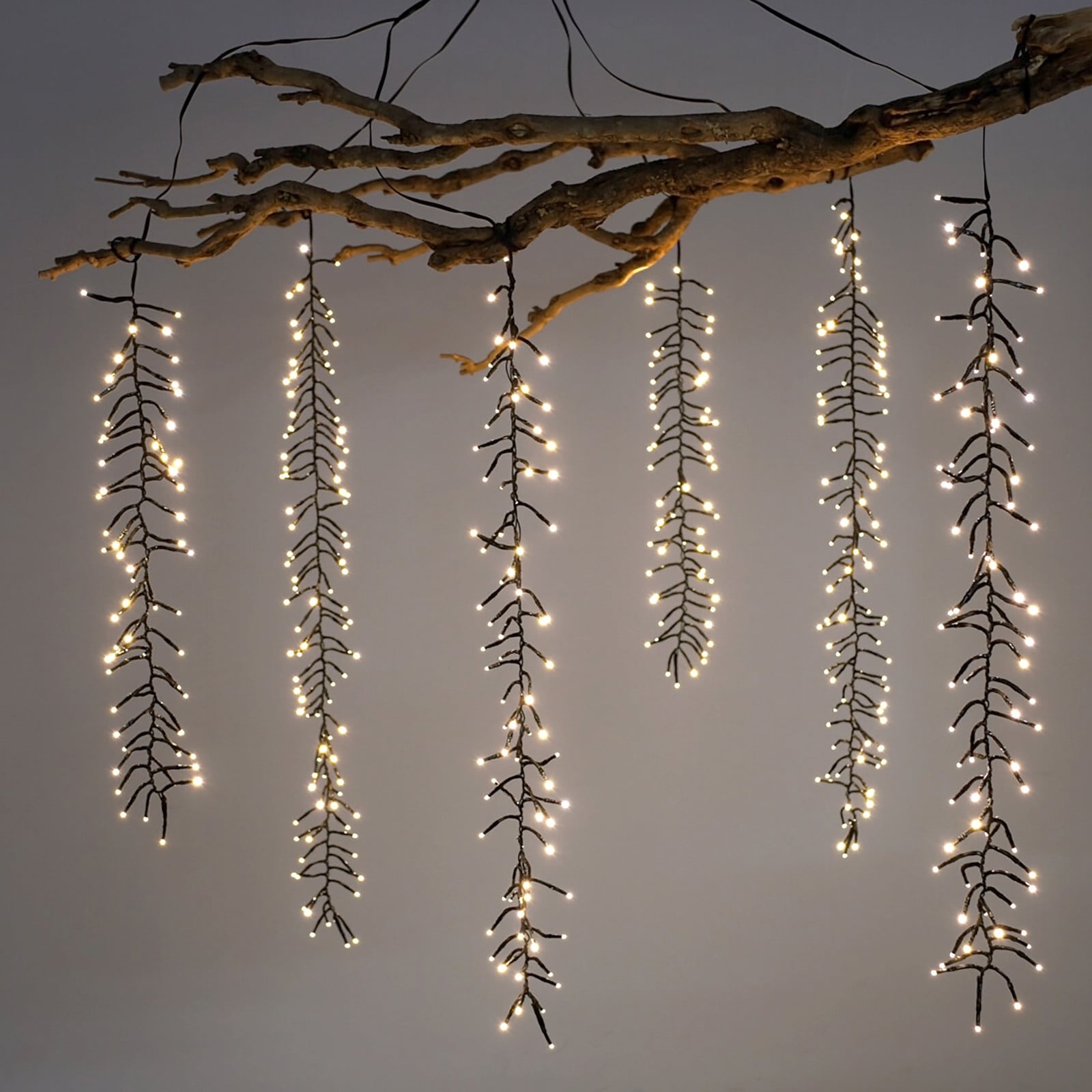 Spetebo Kaskade-lichtgordijn warm wit met 6 strengen en 480 LED voor buiten en kerst