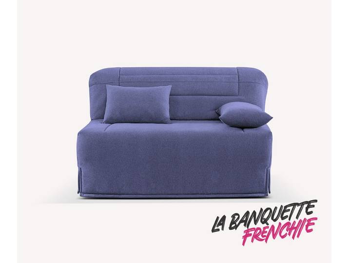Banquette BZ Tissu SIMONE - Bleu - Couchage 120x198 - Sommier Lattes