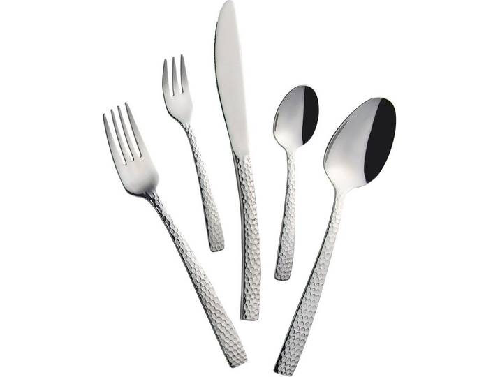 Mulex Besteck-Set Madison (60-tlg), 12 Personen, Edelstahl 18/10, gehämmert