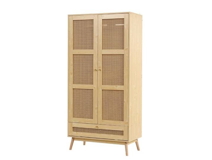 Armoire avec penderie armoire à deux portes chambre en rotin tressé salon bas rabattable
