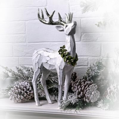 Regency International "16"" Resin Frosted Standing Mistletoe Deer"