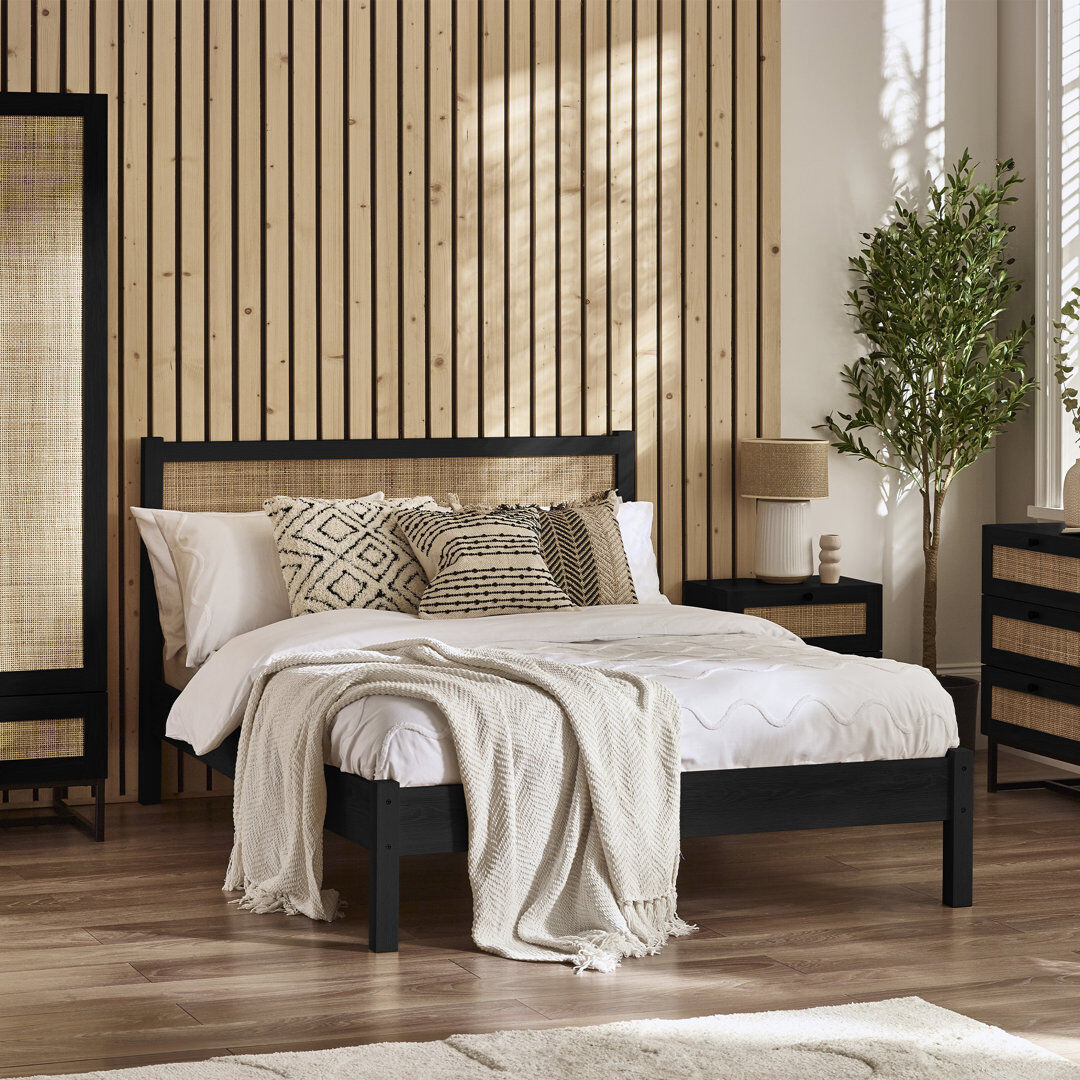August Grove Gennaro Padstow Bed Black UK King (150 x 200 cm)