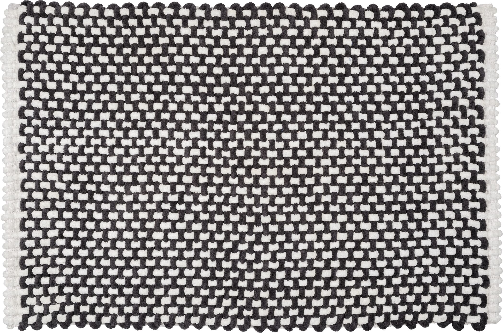 Badematte WENKO "Covelo", schwarz-weiß (grau), H:20mm, Materialmix, Badematten, Badematte, mit Webstruktur, fusselfrei, hohe Feuchtigkeitsaufnahme