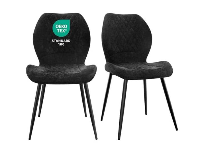 JIJIAN Esszimmerstühle 2er Set, Stühle Esszimmer, Küchenstühle Wohnzimmer Essstühle, Gepolsterte Stühle, Ergonomisch Gestaltete Leinenstühle für Esszimmer, Küche, Schlafzimmer, Schwarz