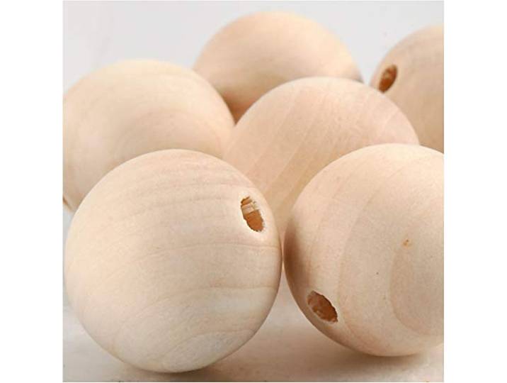 Houten kralen, D: 25 mm, gatmaat 4,5 mm, china bes, 8st