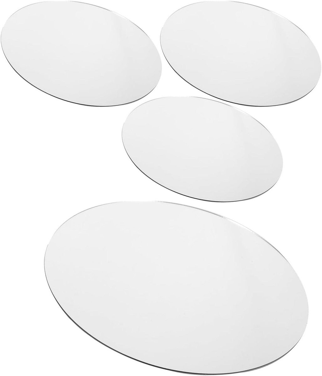 Set van 4 breukbestendige zilveren acryl spiegel dienbladen voor decoratie