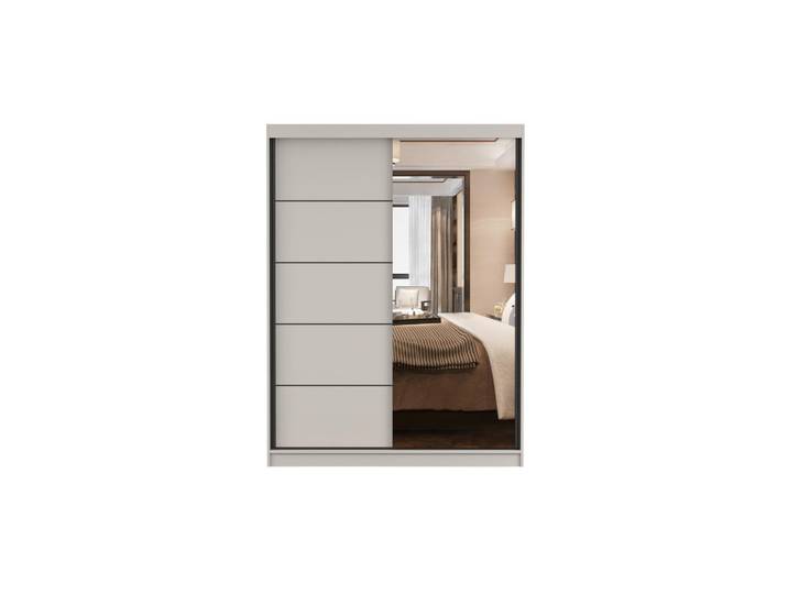 Deine Möbel 24 Schwebetürenschrank Velma 05 150/200 in Kaschmir mit Spiegel, 150x61x200 cm, Schlafzimmer, Kleiderschränke, Schwebetürenschränke