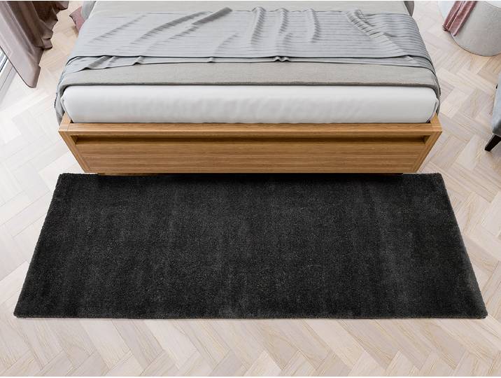 Tapis de couloir Plushia Uni 80 x 300cm Gris/Gris foncé