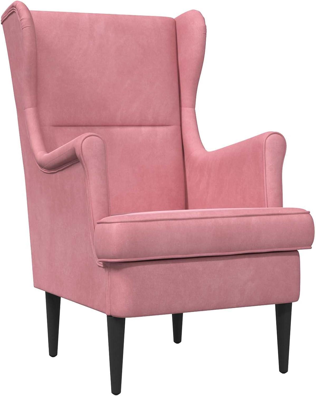 Rosa Samtsessel mit Metall- und Holzrahmen 65x79x100 cm, abnehmbarem Kissen und ergonomischer Form für Wohnzimmer, Schlafzimmer und Büro