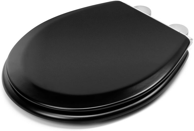 Croydex Lene Flexi-Fix Matt Black Soft Close Toilet Seat - Quick Release Button for Easy Cleaning and Adjustable Hinges to fit All Standard Toilets wi Black 5cm H X 36.5cm W X 44.9cm D