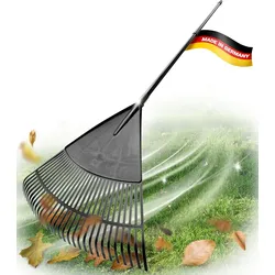Novatool Laubbesen mit Teleskop-Stiel bis 152cm , Laubfeger mit 30 Kunststoff-Zinken , Rechen Arbeitsbreite 75cm , Laubrechen , Gartenbesen , Rasenrechen , Harke , Landschaftsbesen , Gartengerät Schwarz