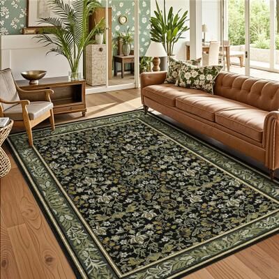 Garvee Farmhouse Botanical Floral Washable Area Rugs for Living Room