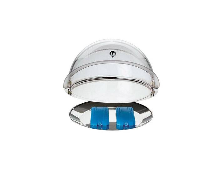 Servierplatte APS Thermo-Set , silber (transparent, silberfarben), H:24cm Ø:38cm, Edelstahl, Kunststoff, Servierplatten, Servierplatte, einfache Handhabung und dezentes Design, 6 Stunden Kühlzeit, Ø 38 cm