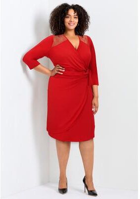 Plus Size Women's Deanna Wrap Lace Dress by Avenue in Vibrant Red (Size 20)