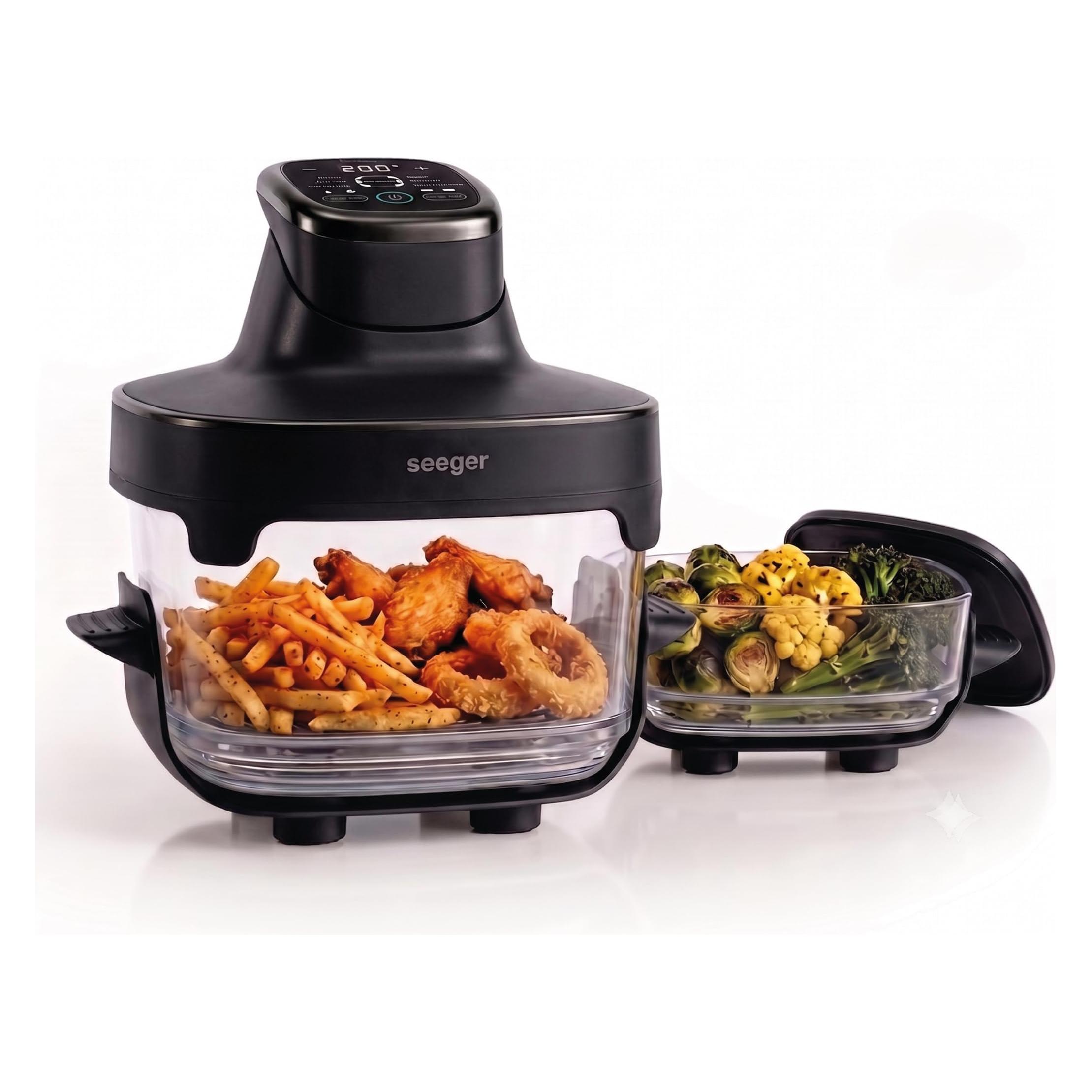 Seeger Frytkownica beztłuszczowa Glass Air Fryer 6,5L SGR1050BK Black (7 l) (SGR1050BK)