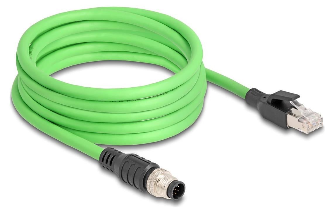 Delock M12-kabel A-gecodeerd 8-polig naar RJ45 PUR TPU 5 meter