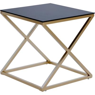Beistelltisch JAHNKE "XTRA BY SIDE", gold (schwarzglas, gold, goldfarben, schwarzglas), B:50cm H:50cm T:50cm, Tische, Beistelltisch, Nachttisch/Beistelltisch in Gold-Look, aus Sicherheitsglas gefertigt