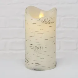 Boltze LED Kerze Birke, Ø 8 cm, H 15 cm, natur