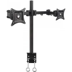 Techly Befestigungskit (Spannbefestigung für Tisch, Befestigungsarm für Dual-Bildschirm (Tisch, 27", 10 kg), Monitor Halterung, Schwarz