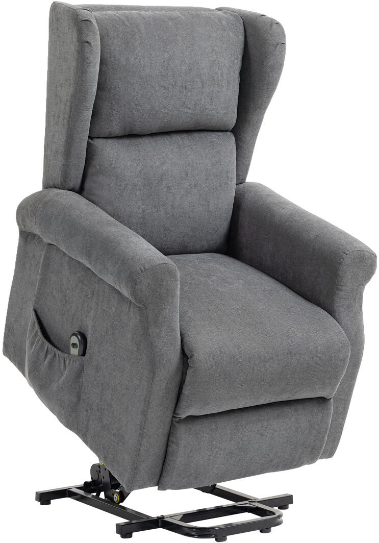 ClassicLiving Sison Power Lift Chair Fabric Recliner Armchair w/ Remote Charcoal Grey 109cm H X 72.5cm W X 94cm D