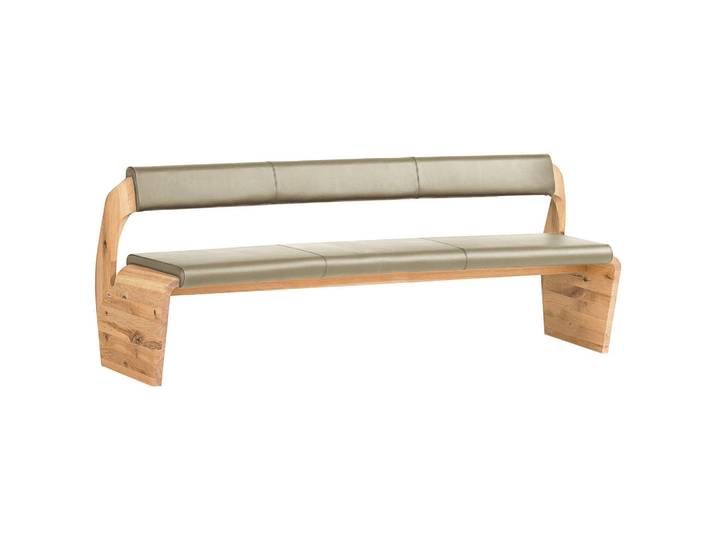 Voglauer Sitzbank, Eichefarben, Beige, Holz, Echtleder, Nappaleder, Rindleder, Eiche, massiv, 227x84x70 cm, Goldenes M, Made in Austria, Lederauswahl, mit Rückenlehne, Esszimmer, Bank, Sitzbänke, Polsterbänke