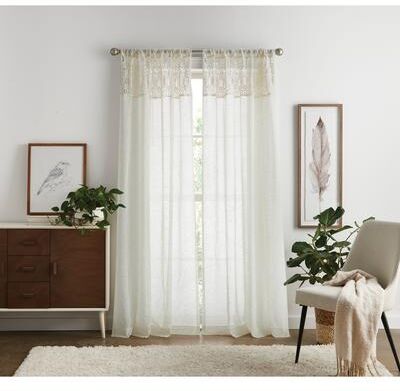 Martha Stewart Piece Macrame Poletop Curtain Panel Pair
