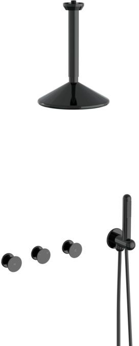 VitrA Liquid Fertigmontageset A4277739 UP-Duschsystem, mit Kopfbrause, schwarz hochglanz