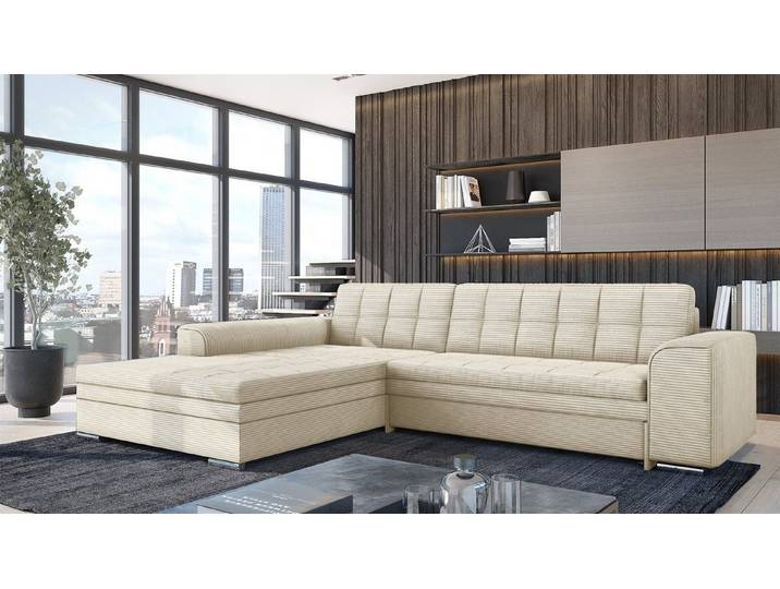 Fun Möbel Ecksofa Schlafsofa LUSAKA mit Ottomane in Stoff, Rundumbezug, Ottomane Links oder Rechts