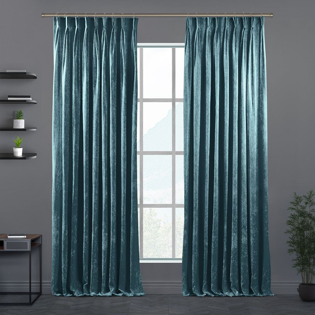 Lilijan Home & Curtain Velvet Single Curtain Panel Air Force 65cm Width x 500cm Drop