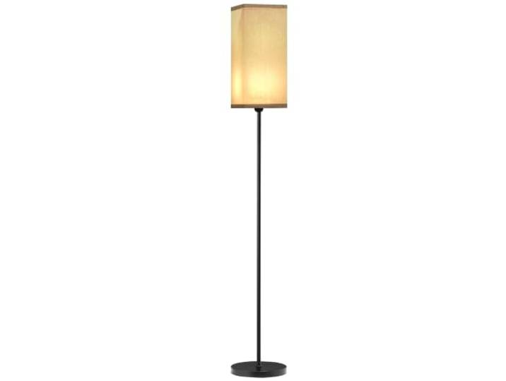 HOMCOM Stehlampe mit Schirm in Leinenoptik Moderne Standlampe Schwarz