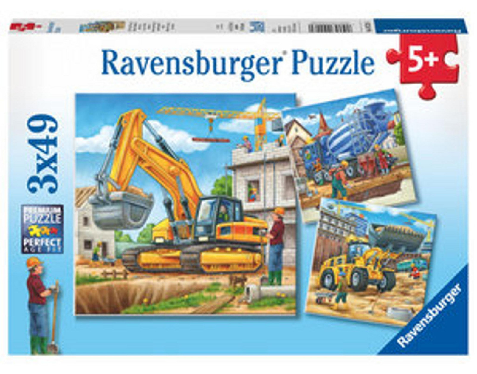 Ravensburger Kinderpuzzel 3 x 49-delig Grote Bouwvoertuigen