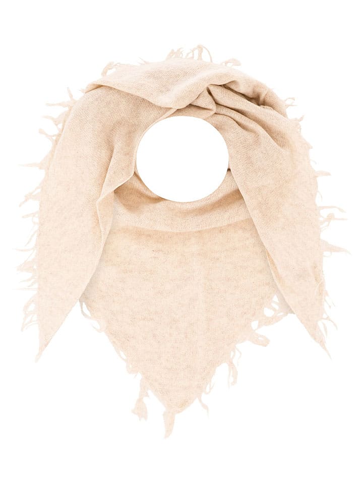 Zwillingsherz Kaschmir-Dreieckstuch in Beige - (L)180 x (B)73 cm - onesize