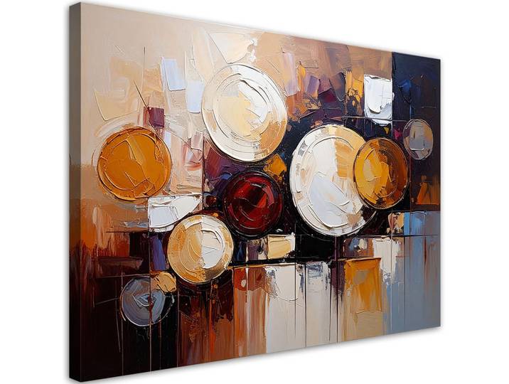 Feeby Leinwandbild Abstraktion Kreise Kreise in Beigetönen 90x60cm, Rechteckig, 90x60 cm, Bilder & Rahmen, Bilder, Leinwandbilder