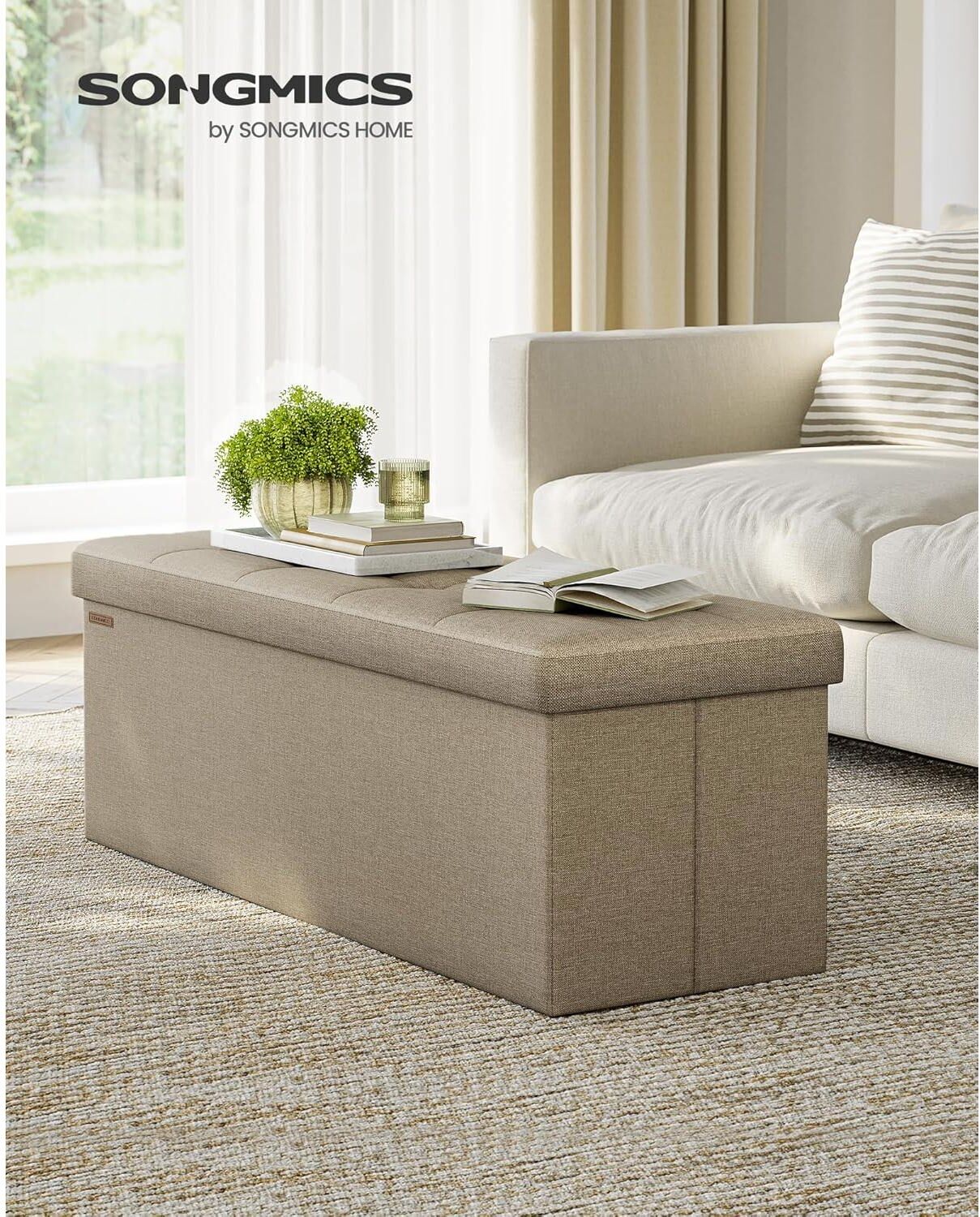 Sitztruhe SONGMICS "Ottomane", beige (natur), Sitzbänke, Sitztruhe natur Einheitsgröße