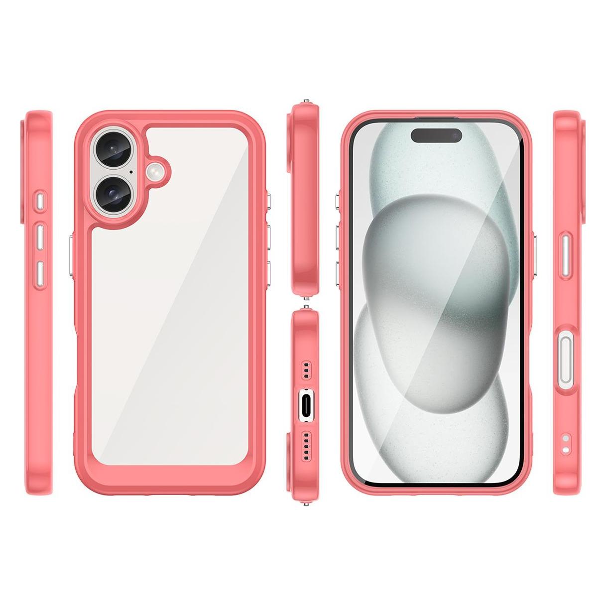 Hurtel Outer Space Case with Gel Frame for iPhone 16 - Red (Apple iPhone 16) (OUTER SPACE CASE IPHONE 16 RED)