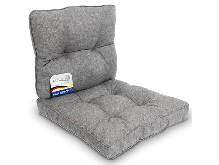 Beautissu Lot de 2 Coussins Lounge Salon de Jardin Exterieur Fauteuil Assise 50x50cm dossier 50x40cm gris clair coussin confortable Anti-Salissures Imperméable mobilier BeauFlair