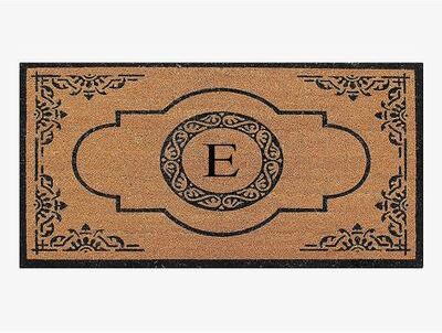 A1 Home Collections Natural Coir and PVC backing Monogram Doormat Outdoor Front Door Mat