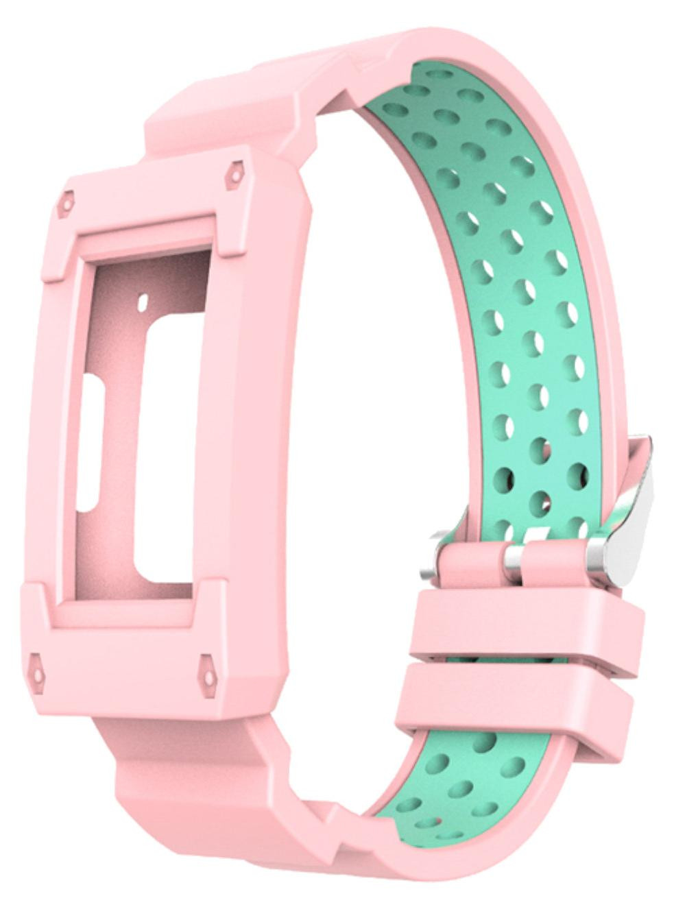 Wigento Siliconen polsband met beschermende hoes voor Fitbit Charge 6, 5, 4 en 3