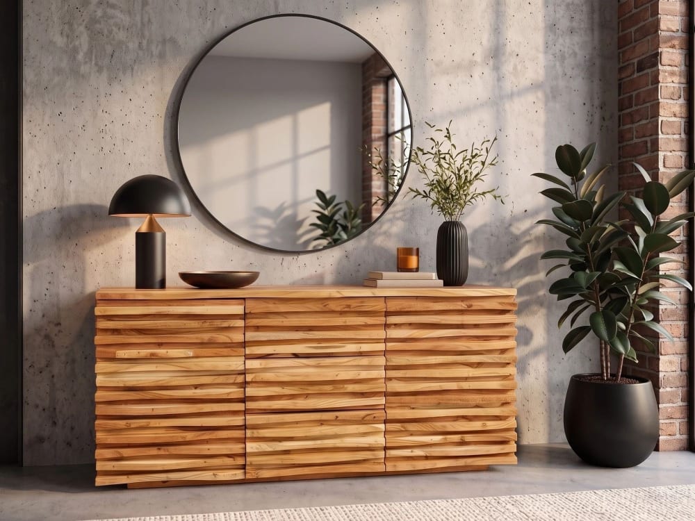 Meublorama Buffet en acacia massif marron 160cm Marron 160x75x38cm