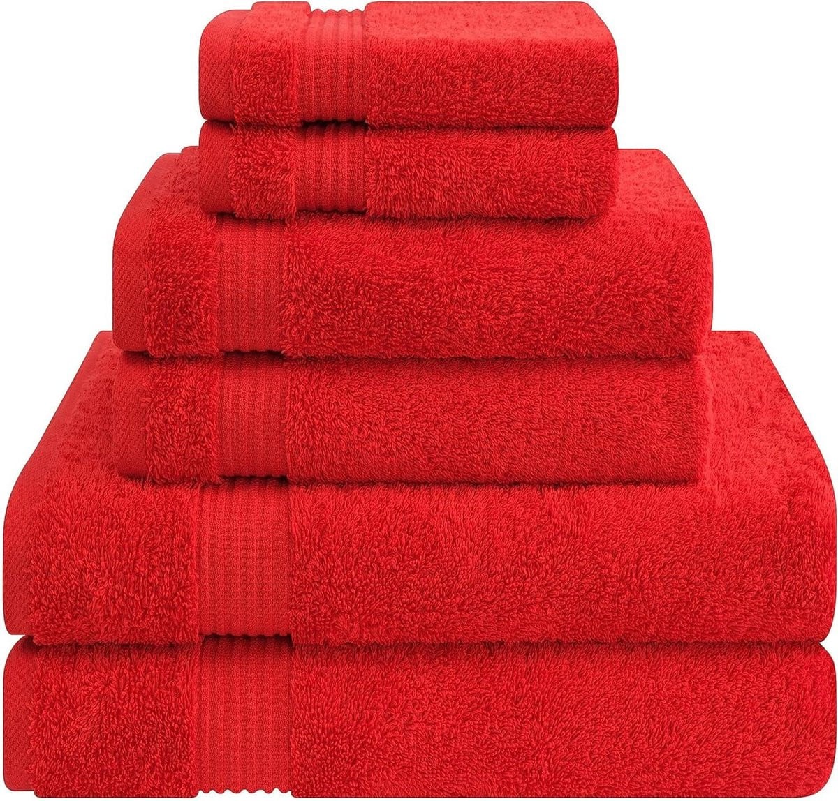 Badkamer Textiel Set - 6 Delig - 100% Katoen - Rood