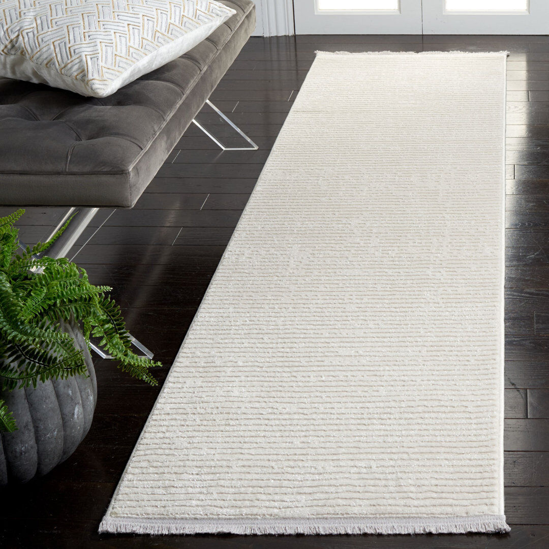 Blue Elephant Striped Area Rug Ivory Rectangle 235 x 305cm