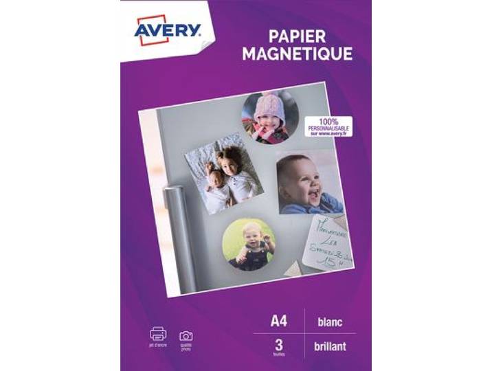 Avery - Papier Créatif 3 Papiers Magnétiques Brillants A4