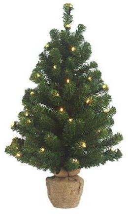 Holiday Tree Burlap tafelboom met 18 warm witte LED-lampjes, 45 cm