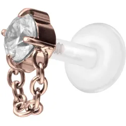 PTFE Labret mit Innengewinde + Titan-Aufsatz KRISTALL + KETTE