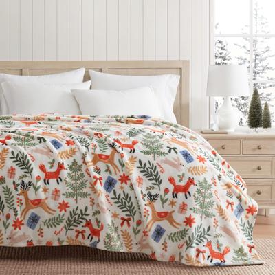 Martha Stewart Ultra Soft Printed Plush Oversized Throw Blanket
