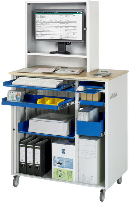Poste informatique Rau avec boîtier pour écran mobile LxPxH 1030x660x1810mm (07-2665.11)