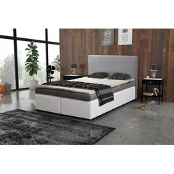 Boxspringbett Hotelbett 140x200 Bonellfederkern Bett Topper Paxos 3 Grau Weiß
